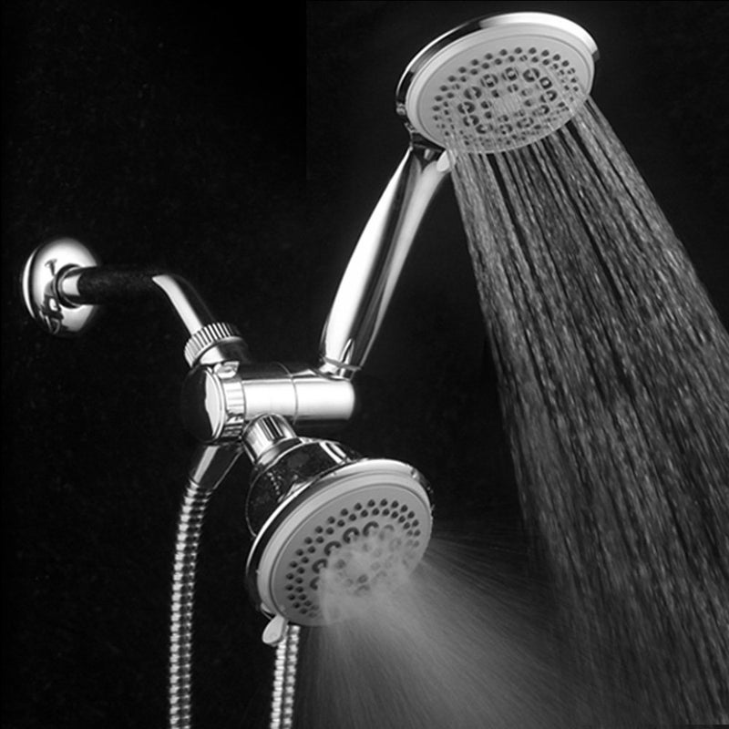 Dream Spa DreamSpa 36-setting 3-way Shower Head â€“ Removable Shower Wand and Fixed Shower Combination â€“ 5-foot Flexible Steel Hose, Tool-Free Installation, Gray Face, Chrome Finish - Image 4